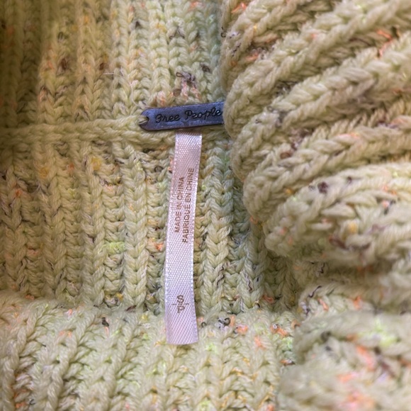 Free People Leo Tunic Cowl-Neck Yellow Confetti Knit Sweater - Picture 3 of 5